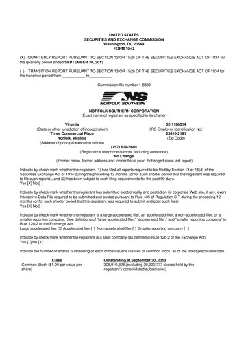 Thumbnail Norfolk Southern 10-Q Quarterly Report FY2013 