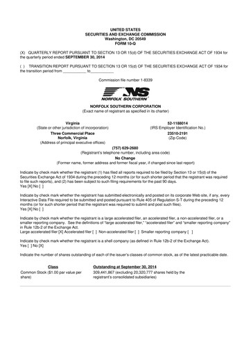 Thumbnail Norfolk Southern 10-Q Quarterly Report FY2014 