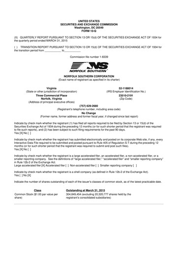 Thumbnail Norfolk Southern 10-Q Quarterly Report FY2015 