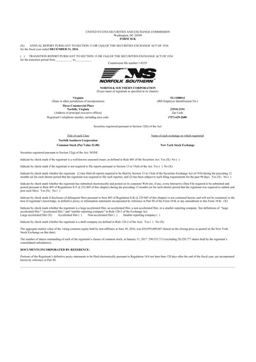 Thumbnail Norfolk Southern 10-K Annual Report 2016