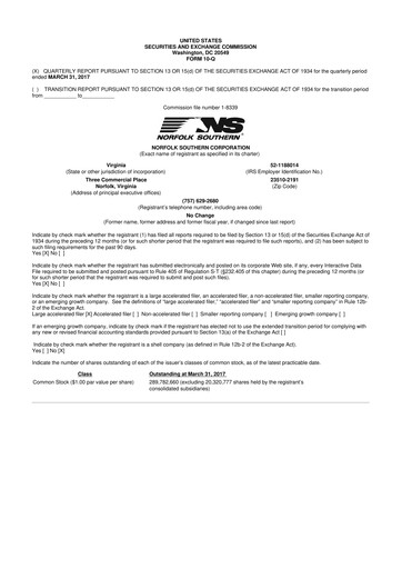 Thumbnail Norfolk Southern 10-Q Quarterly Report FY2017 