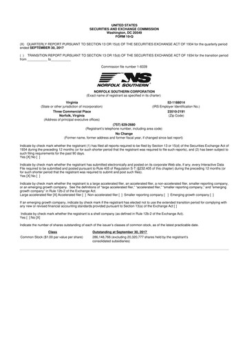 Thumbnail Norfolk Southern 10-Q Quarterly Report FY2017 