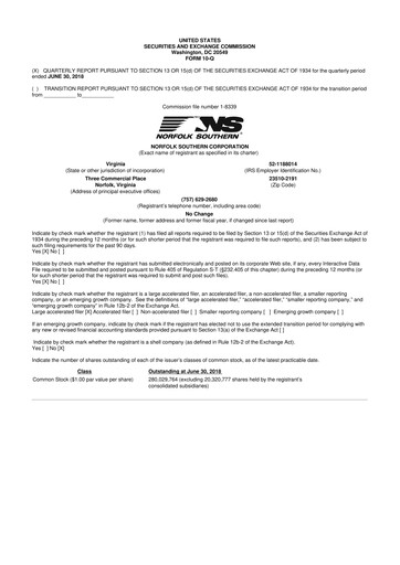 Thumbnail Norfolk Southern 10-Q Quarterly Report FY2018 