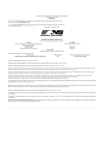 Thumbnail Norfolk Southern 10-K Annual Report 2020
