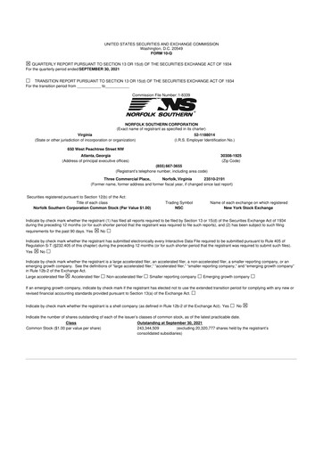 Thumbnail Norfolk Southern 10-Q Quarterly Report FY2021 