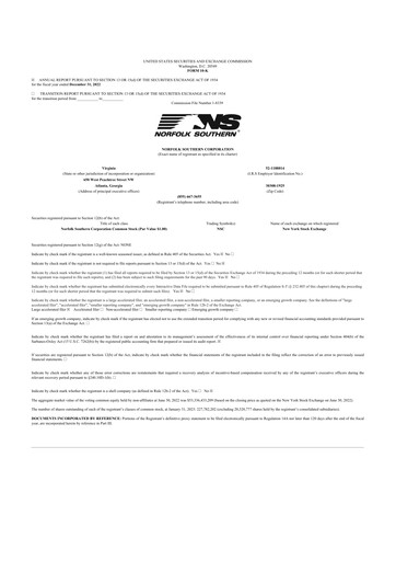 Thumbnail Norfolk Southern 10-K Annual Report 2022