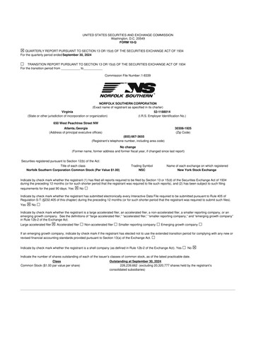 Thumbnail Norfolk Southern 10-Q Quarterly Report FY2024 