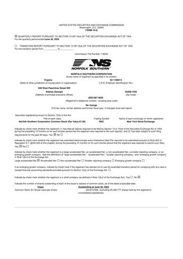 Thumbnail Norfolk Southern 10-Q Quarterly Report FY2025 