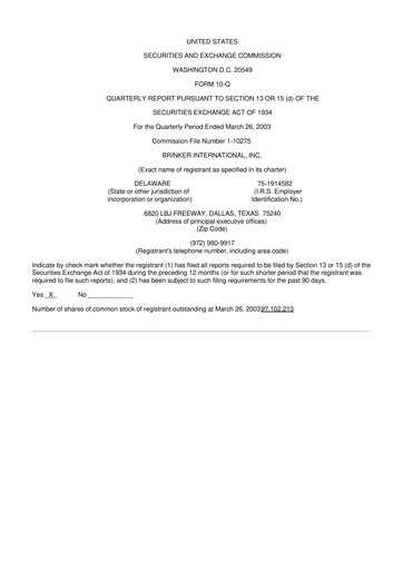 Thumbnail Brinker International
 10-Q Quarterly Report FY 