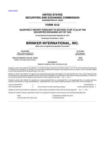 Thumbnail Brinker International
 10-Q Quarterly Report FY2014 