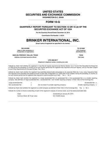 Thumbnail Brinker International
 10-Q Quarterly Report FY2015 