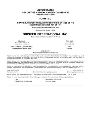 Thumbnail Brinker International
 10-Q Quarterly Report FY2016 