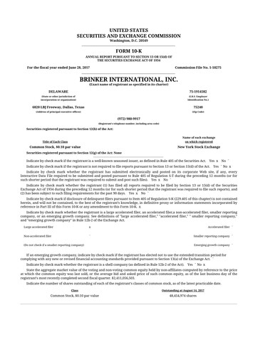 Thumbnail Brinker International
 10-K Annual Report 2017