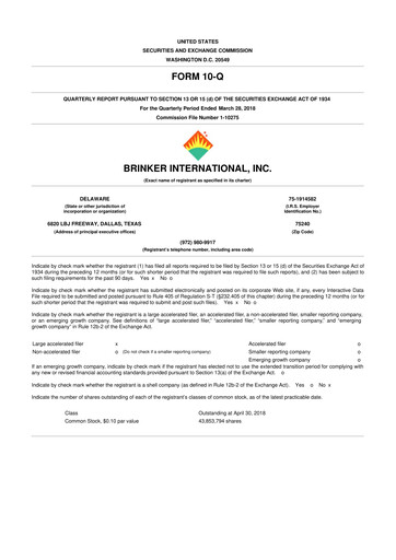 Thumbnail Brinker International
 10-Q Quarterly Report FY2018 