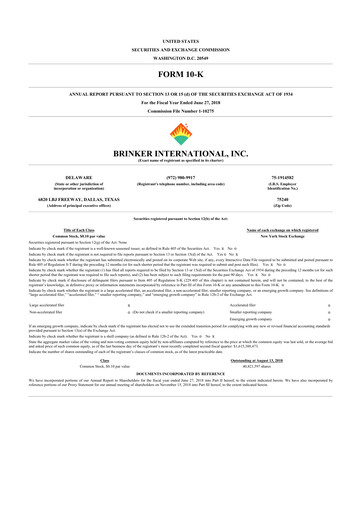 Thumbnail Brinker International
 10-K Annual Report 2018