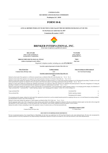 Thumbnail Brinker International
 10-K Annual Report 2019