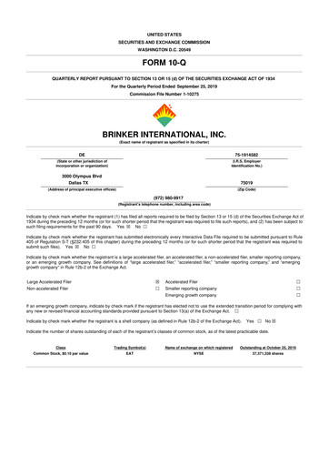 Thumbnail Brinker International
 10-Q Quarterly Report FY2020 