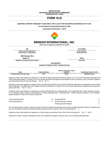 Thumbnail Brinker International
 10-Q Quarterly Report FY2020 
