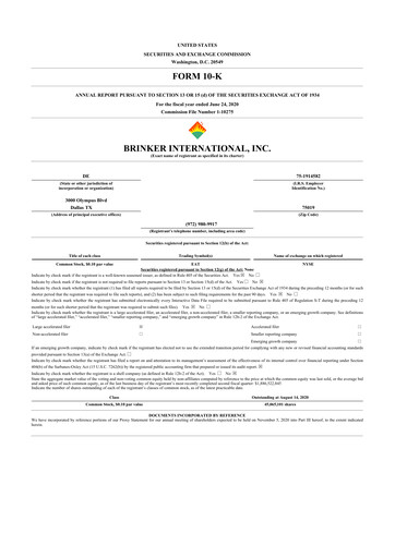 Thumbnail Brinker International
 10-K Annual Report 2020