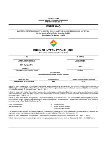 Thumbnail Brinker International
 10-Q Quarterly Report FY2021 