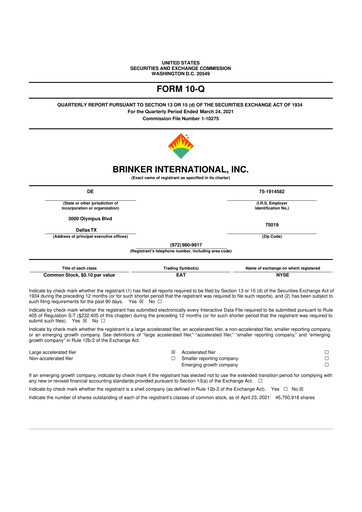Thumbnail Brinker International
 10-Q Quarterly Report FY2021 