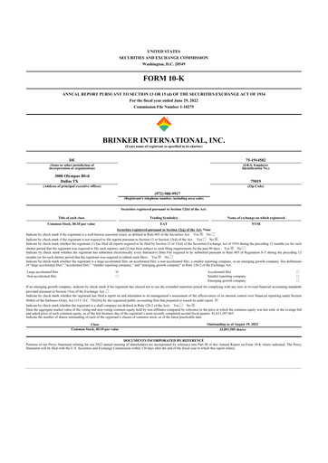 Thumbnail Brinker International
 10-K Annual Report 2022