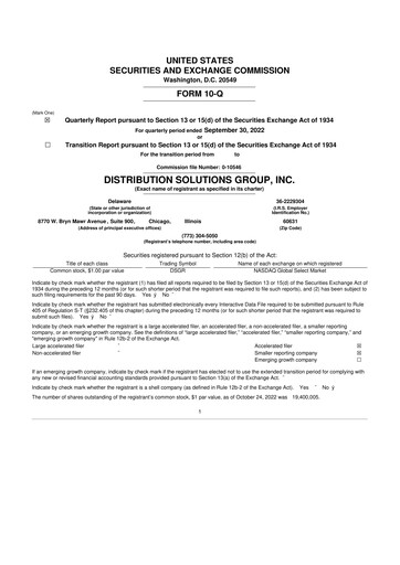 Vorschaubild Distribution Solutions Group 10-Q Quartalsbericht 2022 