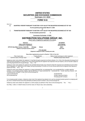 Vorschaubild Distribution Solutions Group 10-Q Quartalsbericht 2023 