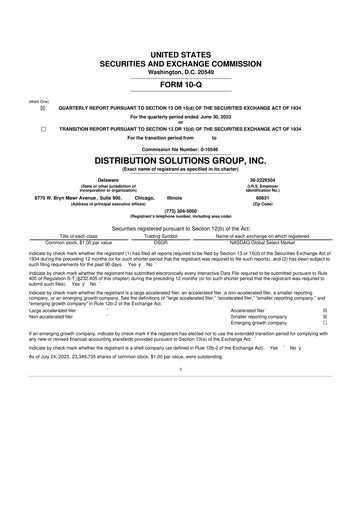 Vorschaubild Distribution Solutions Group 10-Q Quartalsbericht 2023 