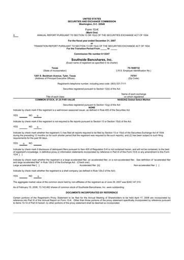 Thumbnail Southside Bancshares 10-K Annual Report 