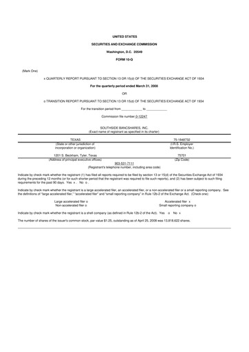 Thumbnail Southside Bancshares 10-Q Quarterly Report FY 