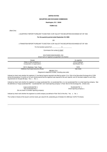 Thumbnail Southside Bancshares 10-Q Quarterly Report FY 