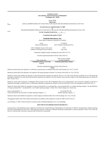 Thumbnail Southside Bancshares 10-K Annual Report 
