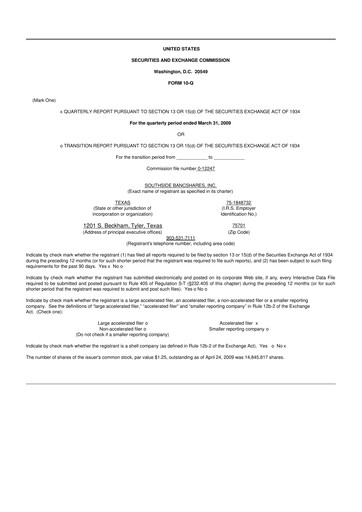 Thumbnail Southside Bancshares 10-Q Quarterly Report FY 