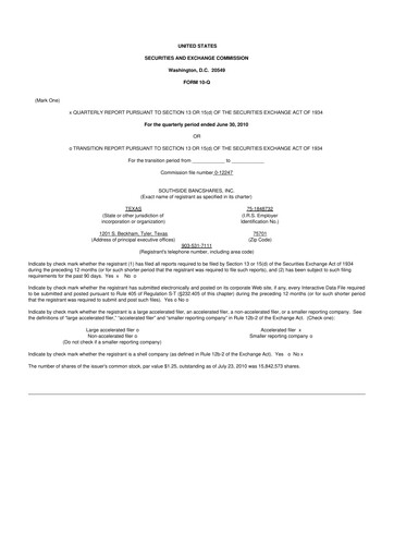 Thumbnail Southside Bancshares 10-Q Quarterly Report FY 
