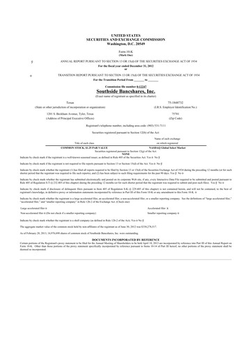 Thumbnail Southside Bancshares 10-K Annual Report 2012