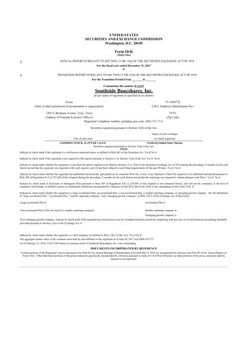 Thumbnail Southside Bancshares 10-K Annual Report 2017