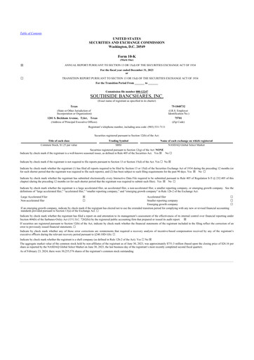 Thumbnail Southside Bancshares 10-K Annual Report 2023