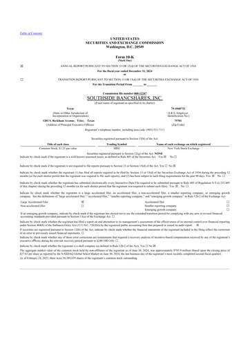Thumbnail Southside Bancshares 10-K Annual Report 2024