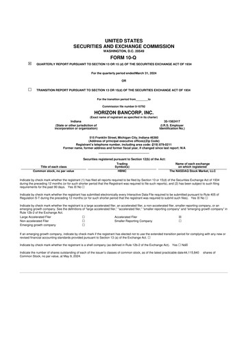 Thumbnail Horizon Bancorp 10-Q Quarterly Report FY2024 
