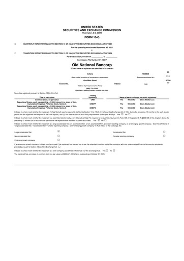 Miniature Old National Bank
 10-Q Rapport trimestriel 2023 