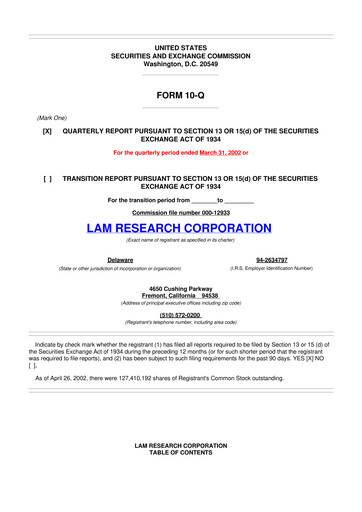 Thumbnail Lam Research 10-Q Quarterly Report FY 