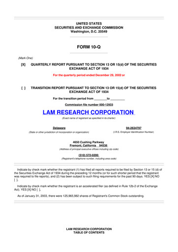 Thumbnail Lam Research 10-Q Quarterly Report FY 