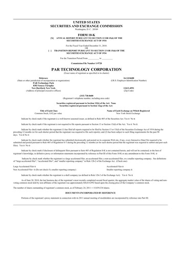 Thumbnail PAR Technology 10-K Annual Report 
