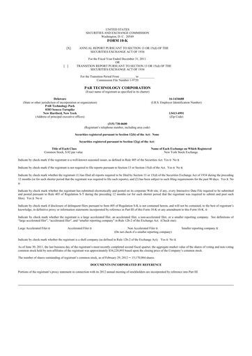 Thumbnail PAR Technology 10-K Annual Report 2011