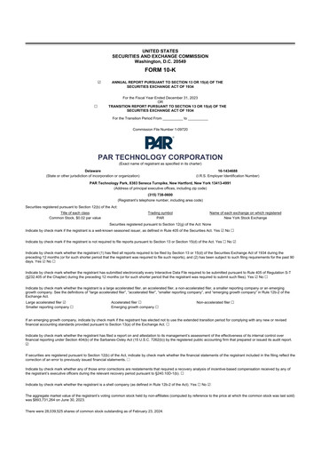 Thumbnail PAR Technology 10-K Annual Report 2023