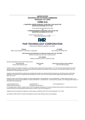 Thumbnail PAR Technology 10-Q Quarterly Report FY2025 