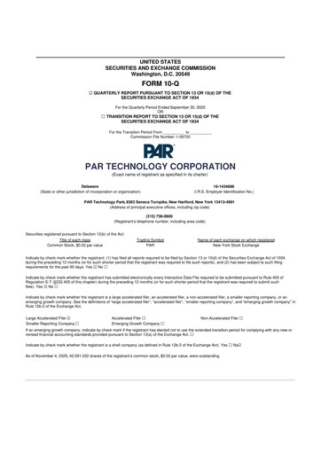 Thumbnail PAR Technology 10-Q Quarterly Report FY2025 