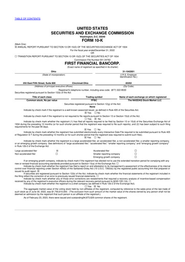 Thumbnail First Financial Bank
 10-K Annual Report 2022
