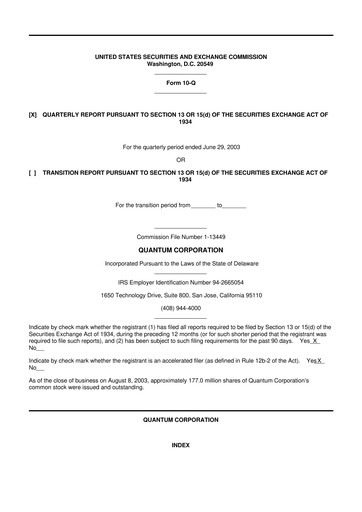 Vorschaubild Quantum Corporation 10-Q Quartalsbericht  